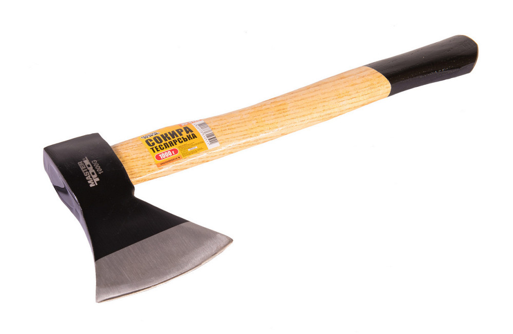 Топор MASTERTOOL 1000 г HRC 50 рукоятка из дерева с полимерной защитой 480 мм 05-0130 Харків - зображення 1