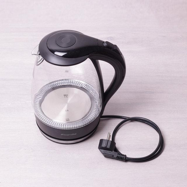 Електричний чайник з синім LED підсвічуванням 1,7 л Kamille a1700B Київ - зображення 1