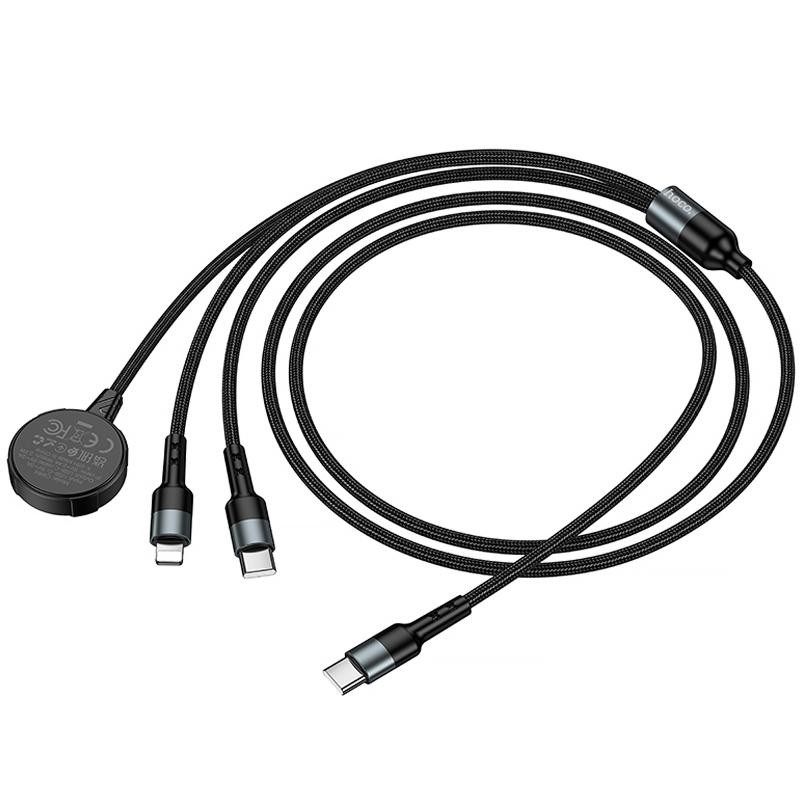 Дата кабель Hoco CW64 3in1 Type-C to iWatch/Lightning/Type-C 15W (1.2m) Херсон - изображение 6