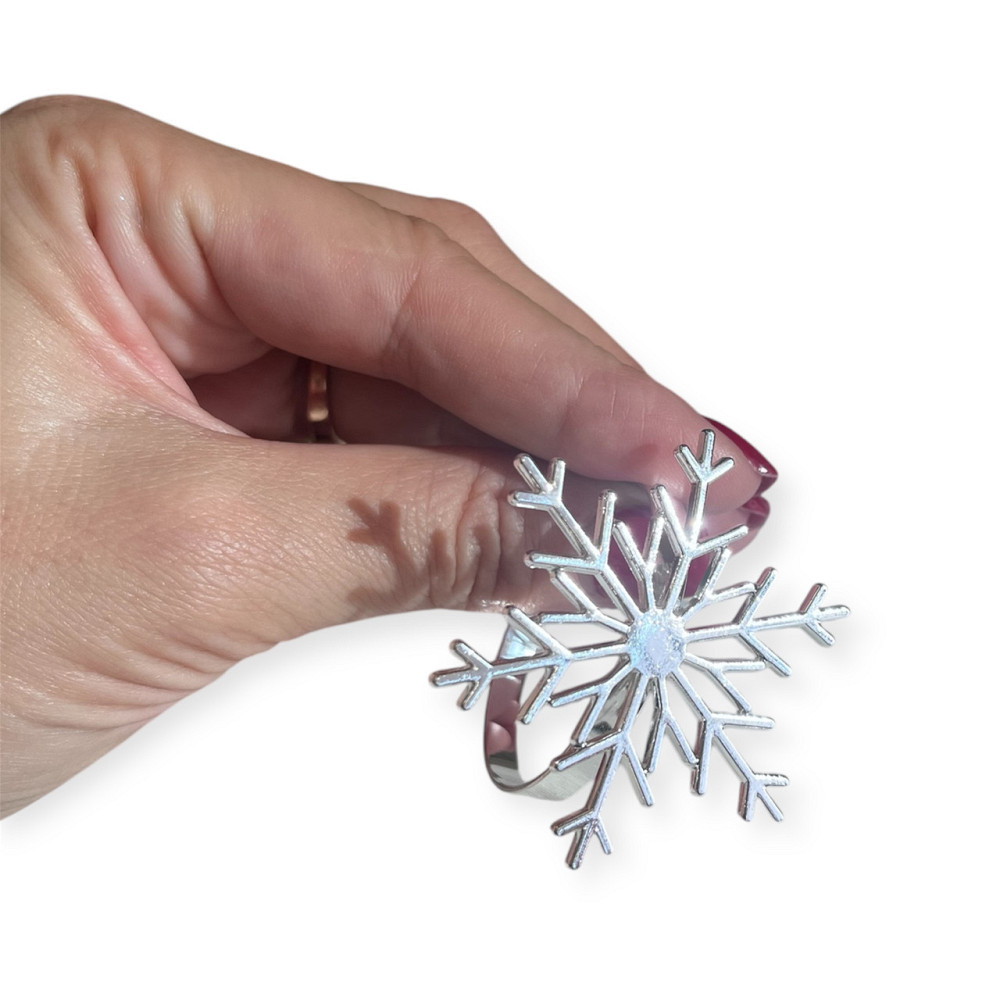 Набор колец для салфеток Leeseph Снежинки 6 шт серебро Одеса - зображення 7