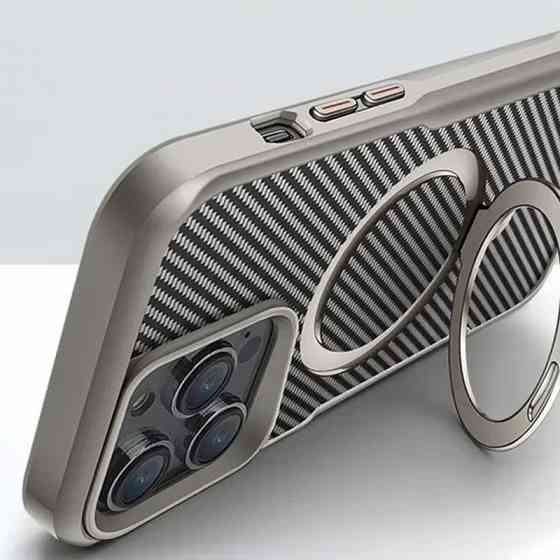 TPU+PC чехол Metal Buttons with MagSafe Carbon Ring для Apple iPhone 15 Pro Max (6.7") Херсон