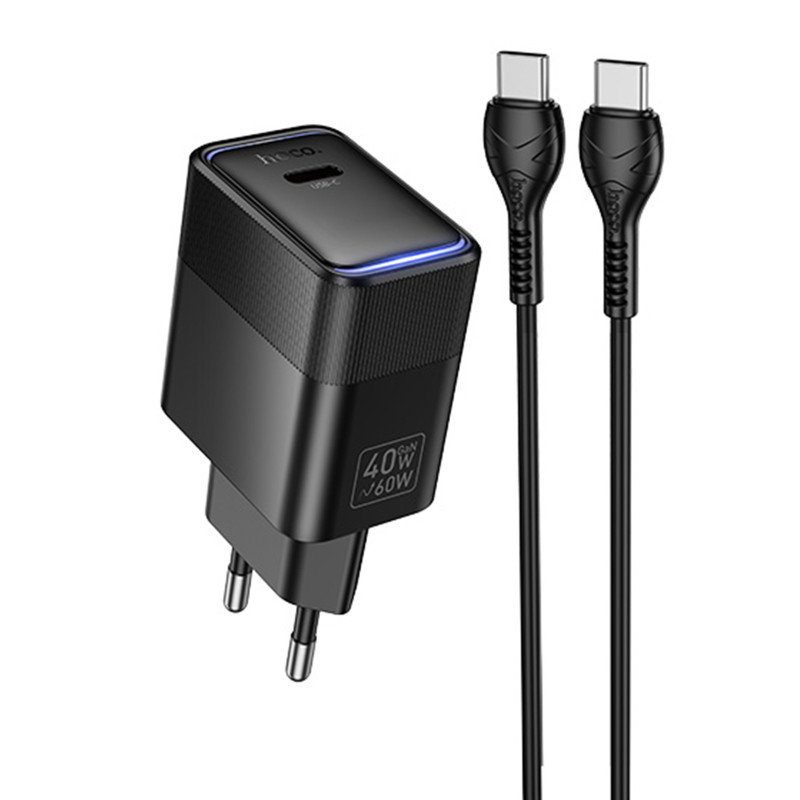 СЗУ Hoco CS113A Lounge PD40W (1USB-C) + кабель Type-C to Type-C Херсон - зображення 1
