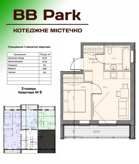 продажа 1-к квартира Киево-Святошинский, Боярка, 21700 $ Боярка - зображення 2
