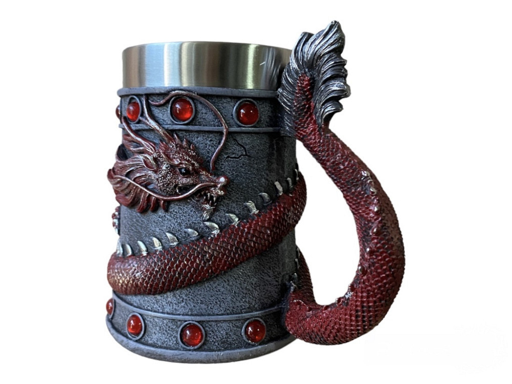 Кружка Чашка Бокал 3 Нержавеющая сталь Дракон Красный Танард 550 мл Киев - изображение 9