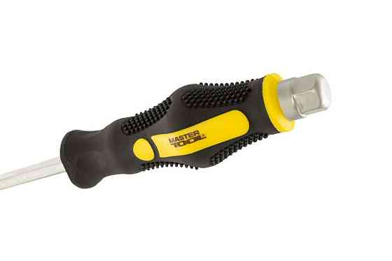 Отвёртка ударная шлицевая магнитная MASTERTOOL EXTERNAL HEX SL8х200 мм ручка с TPR покрытием 49-6820 Харків