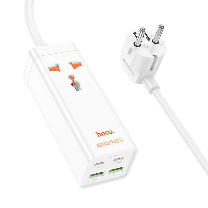 Удлинитель Hoco AC10A Talent PD65W+QC3.0 (2USB-A/2C/1xSocket) (1.5m) Херсон - зображення 2