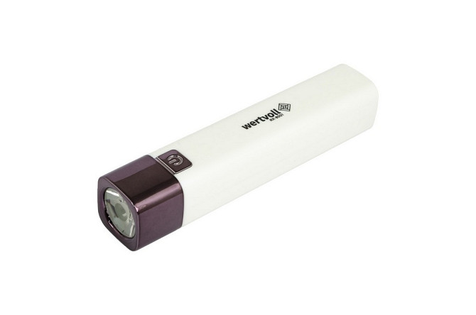Фонарь WERTVOLL 3 режима LED Li-ion 1200 mAh/t 7000 K/80 lum powerbank ABS 122х25 мм WHITE RX-8001 Харьков - изображение 1