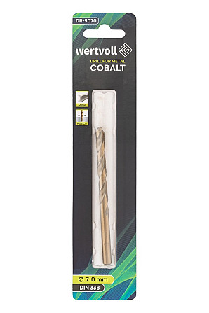 Сверло для металла WERTVOLL HSS 7.0х109 мм COBALT DIN 338 DR-5070 Харків - зображення 3