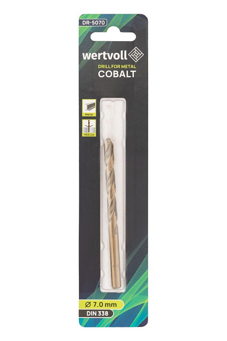 Сверло для металла WERTVOLL HSS 7.0х109 мм COBALT DIN 338 DR-5070 Харьков - изображение 3