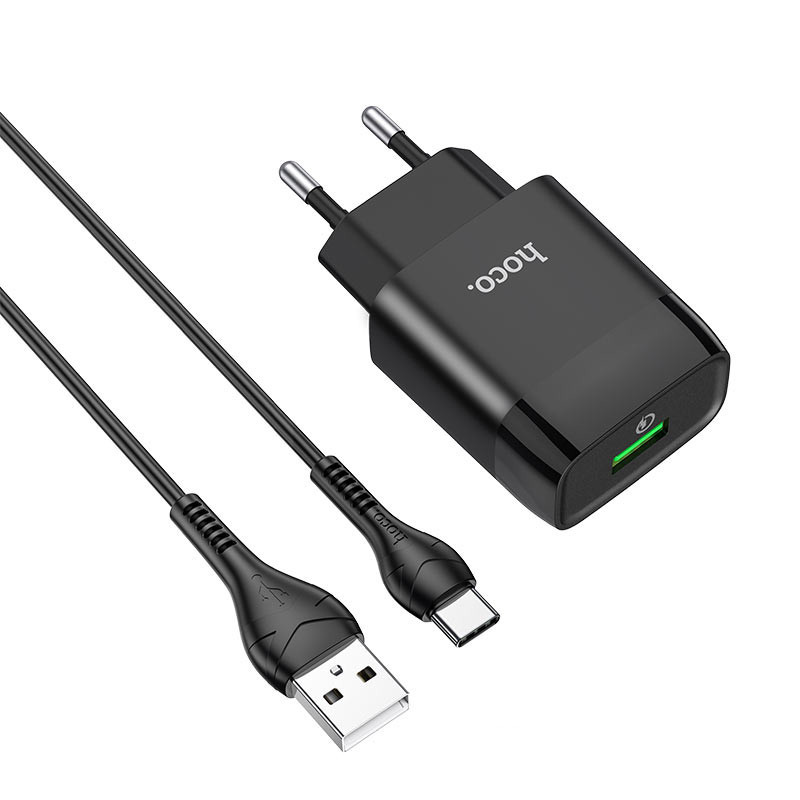 СЗУ Hoco C72Q Glorious QC3.0 18W (1USB-A) + кабель USB to Type-C Херсон - зображення 1