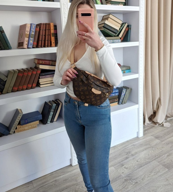 купити сумку-бананку жіночу брендову Louis Vuitton чорна коричнева AN28 Киев - изображение 4