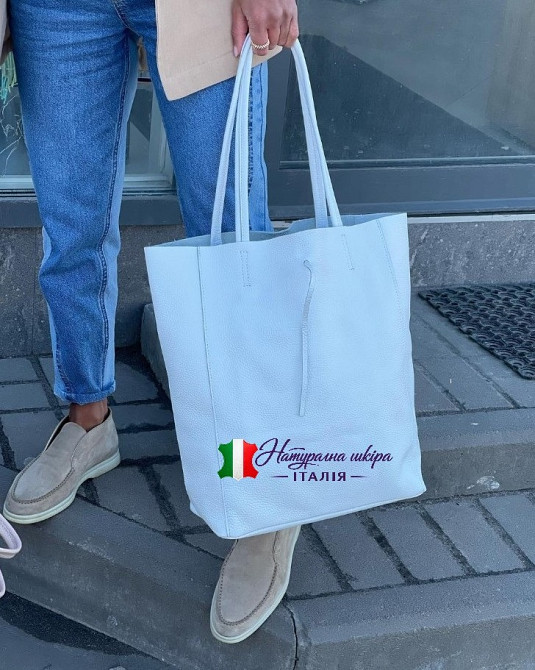 Сумка жіноча велика біла shopper Італія натуральна шкіра TS000092 Киев - изображение 1