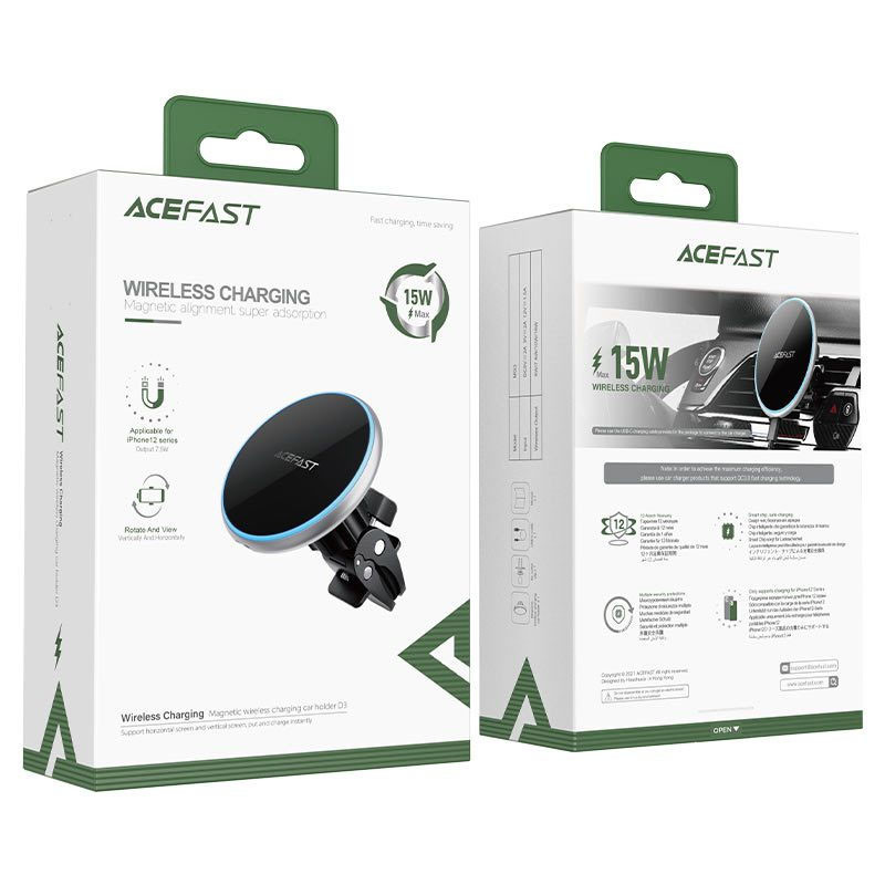 Автодержатель с БЗУ Acefast D3 magnetic wireless 15W Херсон - зображення 5