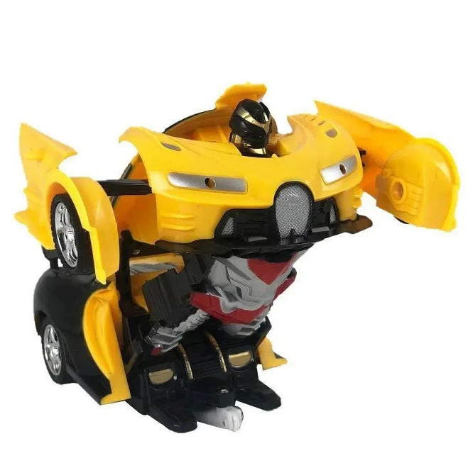 Машинка трансформер на радиоуправлении Bugatti-Robot 1:18 световые эффекты Черно-желтая Одеса - зображення 2