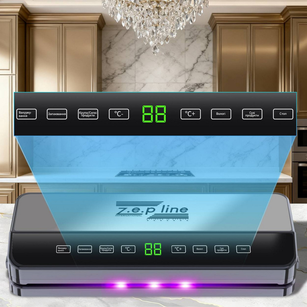 Вакууматор с 20 вакуумными пакетами и рулоном Zepline ZP-00359 200 Вт серебристый Київ - зображення 2