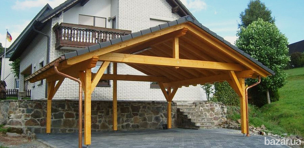 Авто навіс. Навес для машины из дерева. Автомобильный навес. Київ - зображення 9