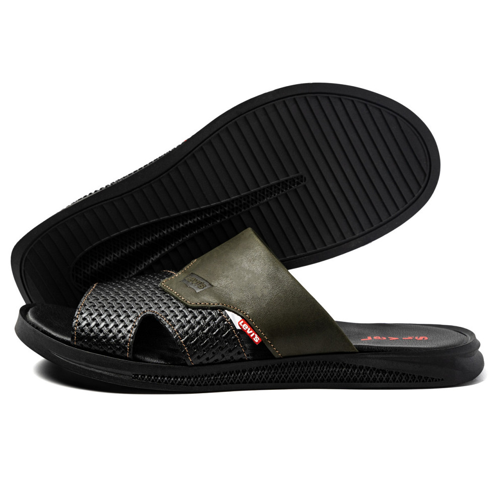 Мужские кожаные  летние шлепанцы-сланцы Levis Київ - зображення 1