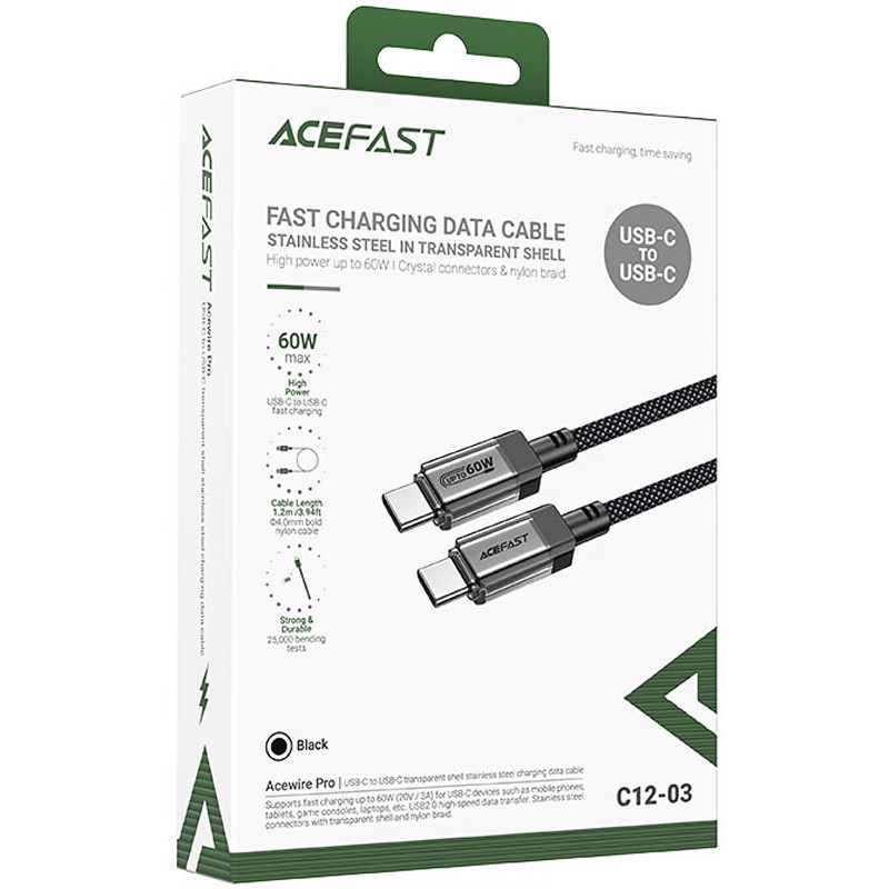 Дата кабель Acefast C12-03 Type-C to Type-C 60W (1.2m) Херсон - зображення 5