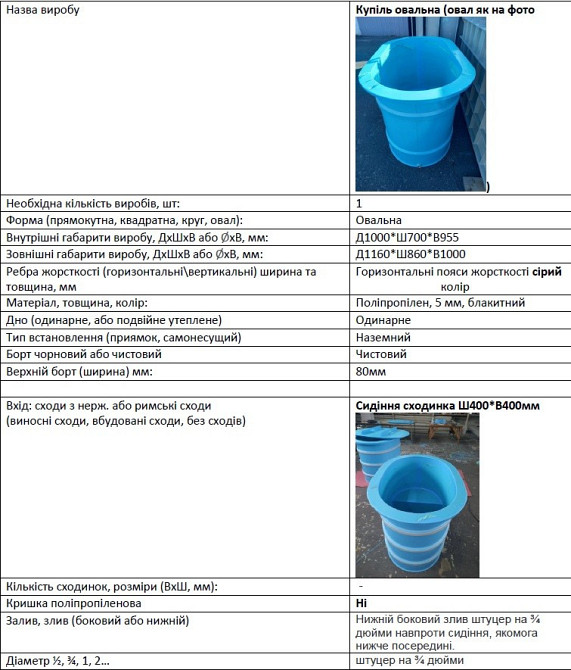Продам пластиковую купель Дніпро - зображення 1