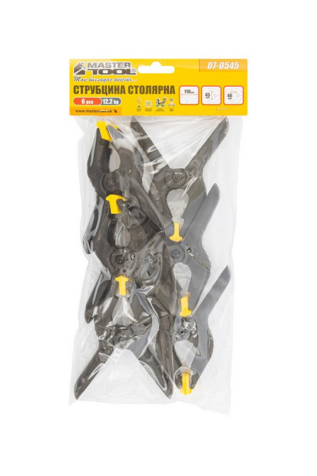 Струбцина столярная MASTERTOOL A-Type пружинная 110 мм захват 45 мм набор 6 шт 07-0545 Харків - зображення 3