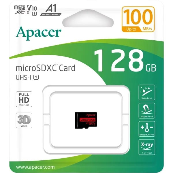 Карта пам'яті Apacer microSDHC 128GB UHS-I Class 10 (AP128GMCSX10UB-RA) (Код товару:40018) Харків - зображення 1