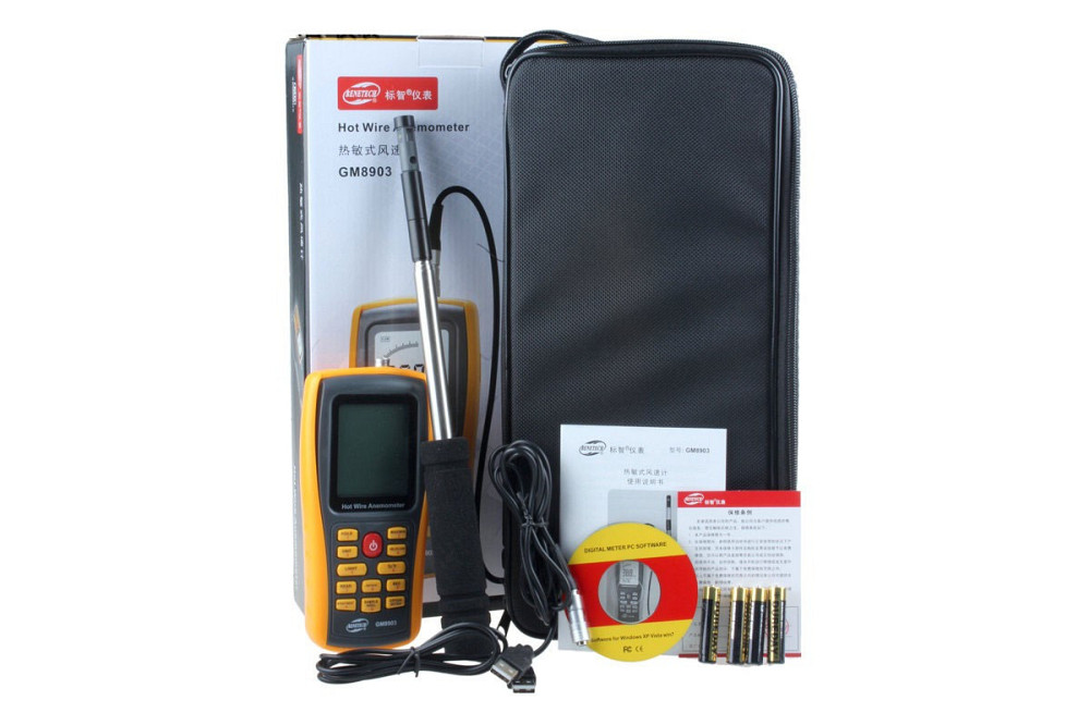 Термоанемометр профессиональный USB 0,3-30 м/с, 0-45°C BENETECH GM8903 Харків - зображення 2
