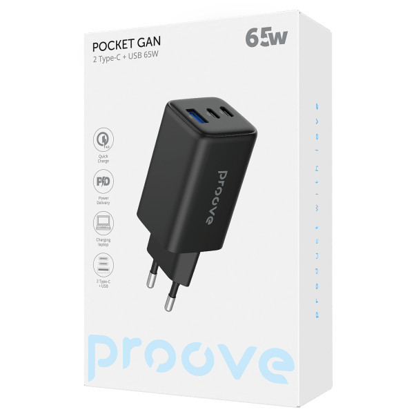 Мережевий зарядний пристрій Proove Pocket GaN 65W (2Type-C + USB) Black (WCPG65121201) (Код товару:3 Харьков - изображение 2