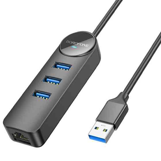 Переходник Borofone DH6 Erudite 4in1 100 Mbps Ethernet (USB to USB2.0*3+RJ45) (1.2m) Херсон