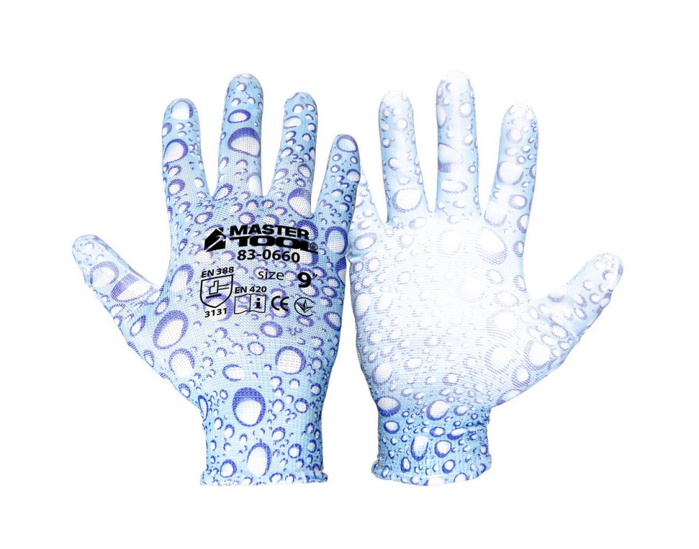Перчатки бесшовные трикотажные MASTERTOOL "Капля" с полиуретановым покрытием ладони 9" 17-20 г 83-06 Харків - зображення 1