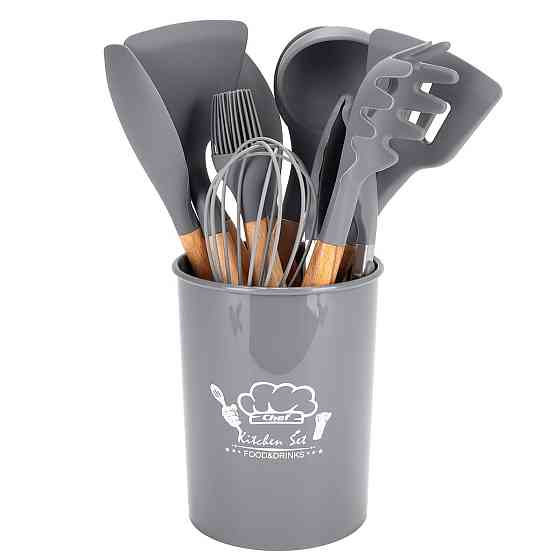 Набор силиконовых кухонных принадлежностей Kamille 12 предметов серый Одеса
