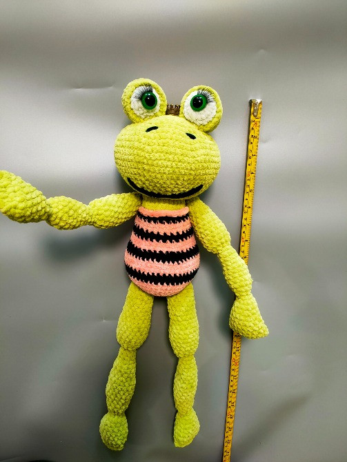 Жабка весела зелена велика м'яка в'язана іграшка 52 см плюшева сувенір ручна робота hand made Нововолинськ - зображення 3