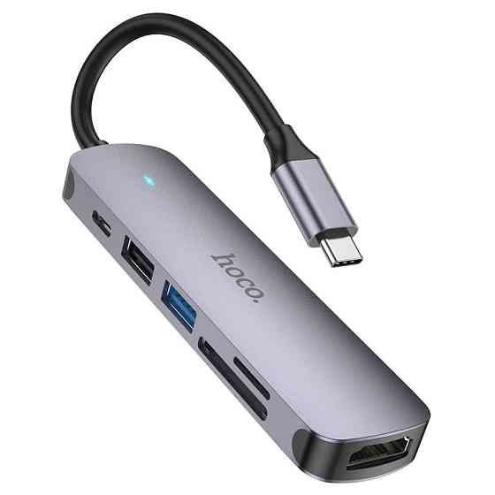 Переходник Hoco HB28 Multi-function 6in1 (Type-C to HDTV+USB3.0+USB2.0+SD+TF+PD) Херсон