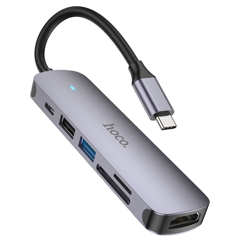 Переходник Hoco HB28 Multi-function 6in1 (Type-C to HDTV+USB3.0+USB2.0+SD+TF+PD) Херсон - изображение 2