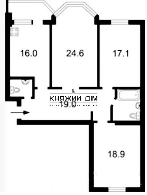 Оренда 3-кімнатної роздільної квартири, метро Позняки. № 11203210 Киев - изображение 12