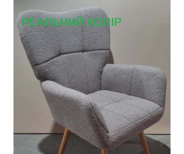 Крісло Флор тканина сіра букле тедді Днепр - изображение 8
