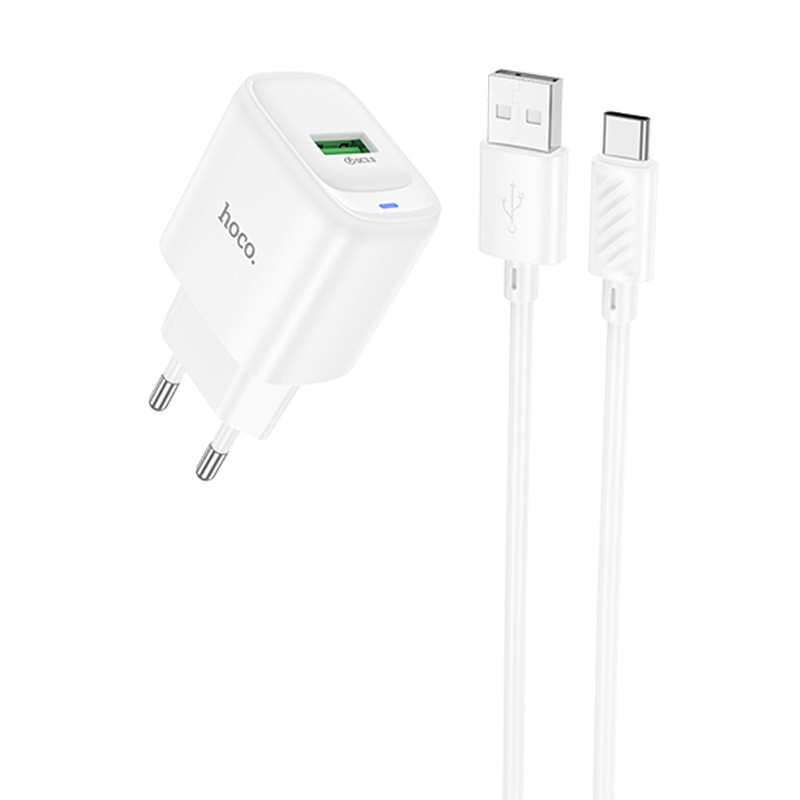 СЗУ Hoco C140A Smart QC3.0 18W (1USB-A) + кабель USB to Type-C Херсон - зображення 1