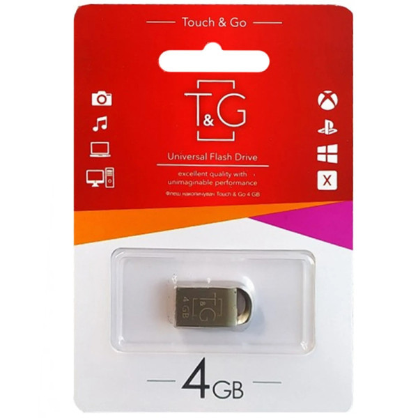Флеш пам'ять T&G Short 107 4Gb Metal Silver Харків - зображення 2