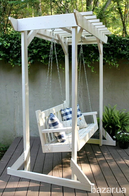 Гойдалка садова. Деревянная садовая качель. Гойдалка. Садовая гойдалка. Дачная гойдалка. Киев - изображение 3