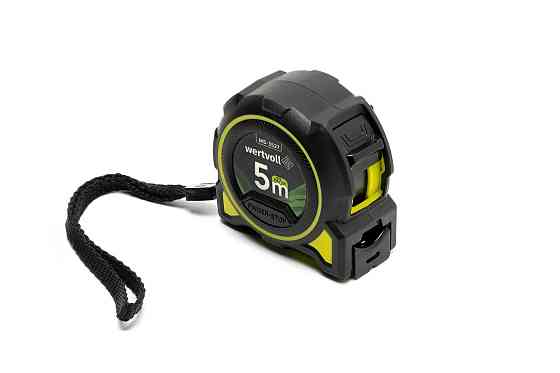 Рулетка WERTVOLL 5 м х 27 мм фиксатор полотна кнопка STOP покрытие TPR нейлоновое покрытие противоск Харків