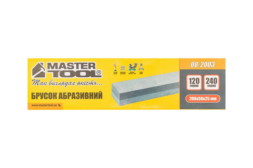 Брусок абразивный MASTERTOOL двухсторонний 200х50х25 мм зерно 120/240 08-2003 Харьков - изображение 2