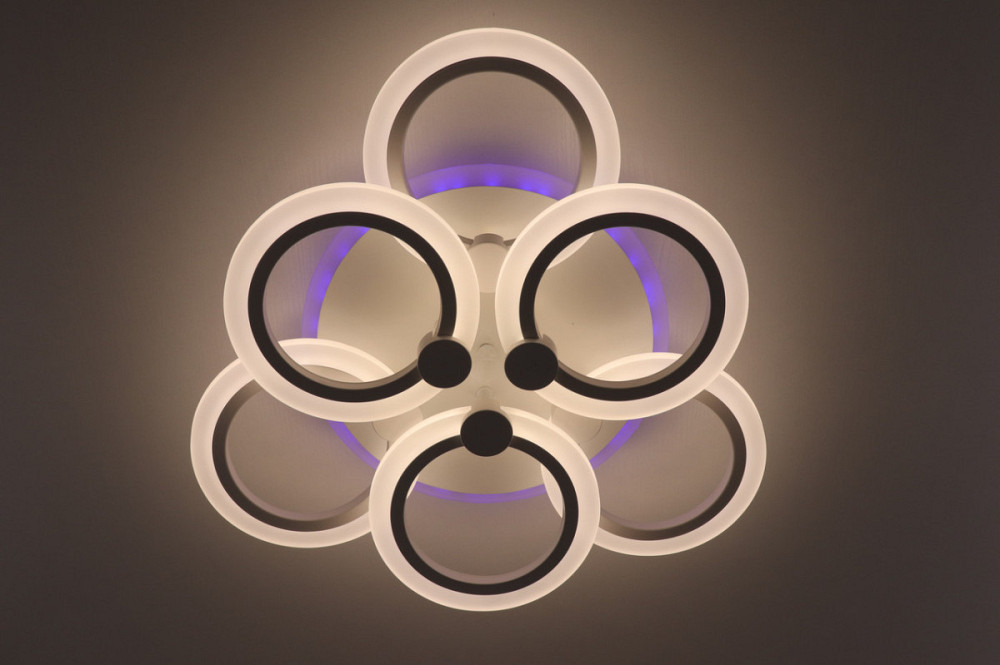 Люстра стельова LED з пультом A2374/3+3S-RGB-wh Білий 11х47х47 см. Київ - зображення 1