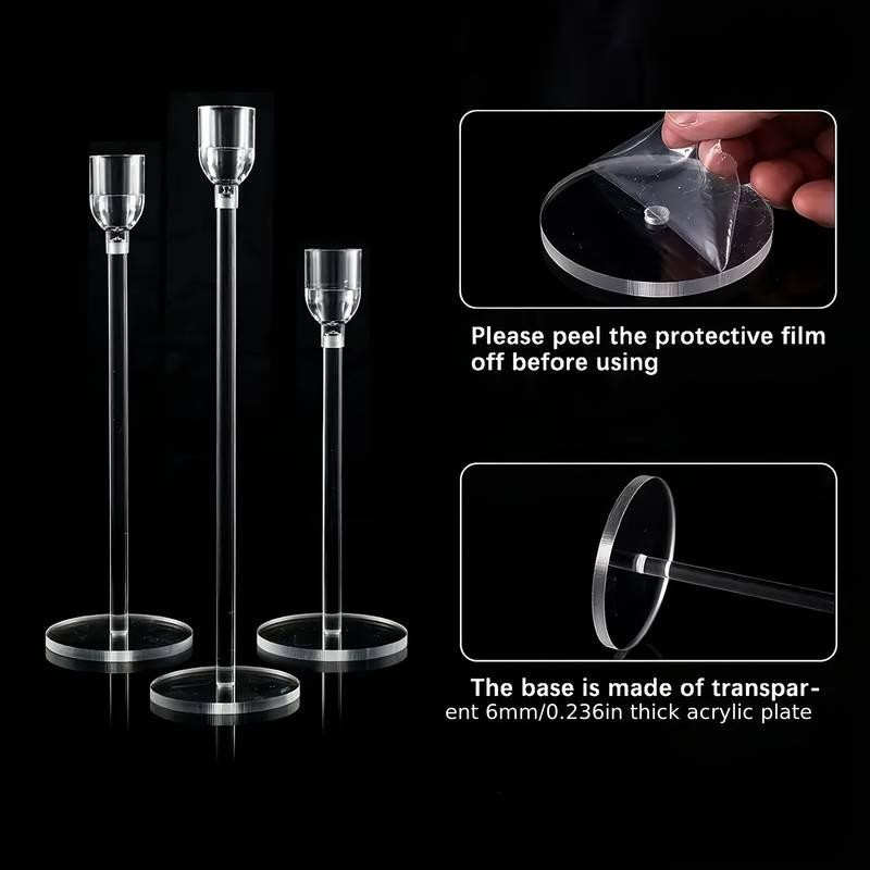 Подсвечники акриловые Leeseph 3шт прозрачные  MV044 Одеса - зображення 4