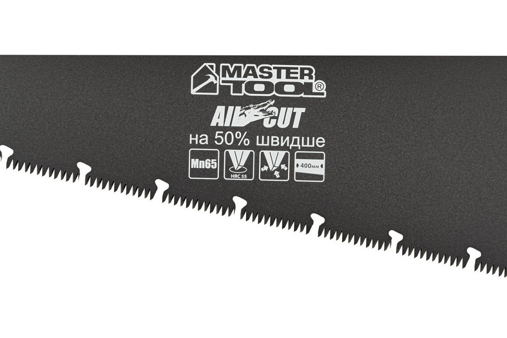 Ножовка столярная MASTERTOOL BLACK ALLIGATOR 400 мм 9TPI MAX CUT закаленный зуб 3-D заточка тефлонов Харьков - изображение 2