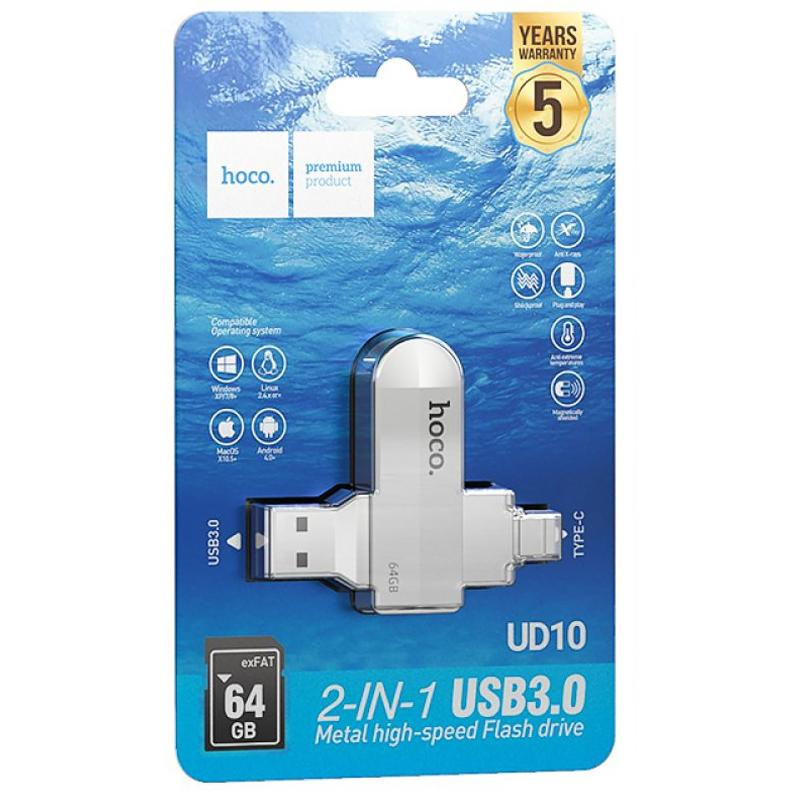 Флеш-накопитель Hoco UD10 Metal Flash 2in1 USB 3.0/Type-C - 64GB Херсон - изображение 4