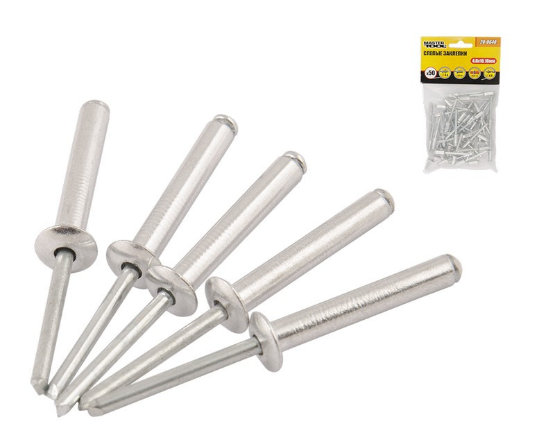 Заклепки алюминиевые вытяжные MASTERTOOL 4.8х10.16 мм 50 шт 20-0640 Харьков - изображение 1