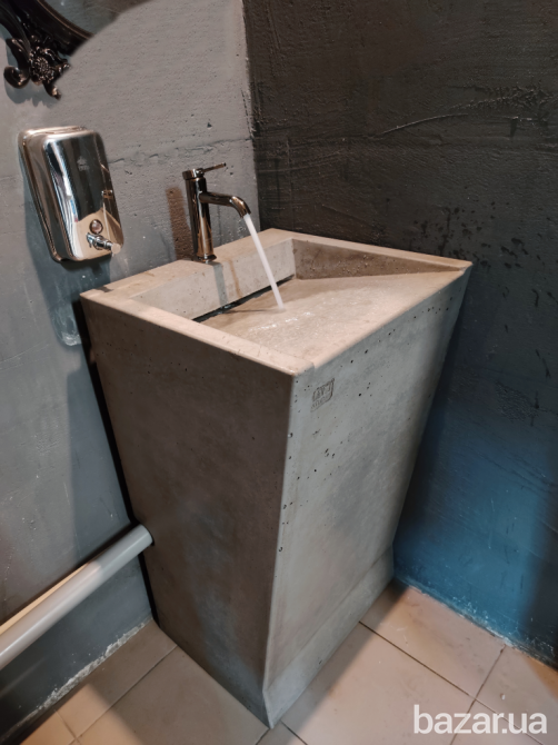 Умывальник-тумба из бетона самостоячий независимый передвижной приставной бетонный заказать купить Одесса - изображение 1