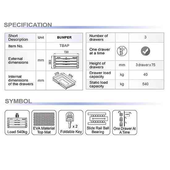 Ящик для инструмента 3 секции BUMPER SERIES (черный) TOPTUL TBAP0307 Харьков
