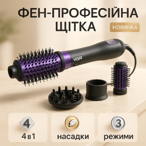 Фен-щітка стайлер VGR V-484 4 в 1 Харків