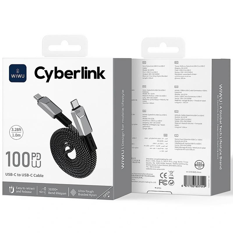Дата кабель WIWU Wi-C078 Type-C to Type-C 100W (1m) Херсон - зображення 5
