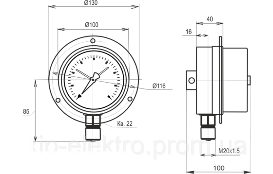Манометр электроконтактный МТ-3С от 0 до 4 МПа (40 кгс/см2) - аналог ДМ2010СгУ2, ДМ2010-У2, ДМ2010ф, Київ